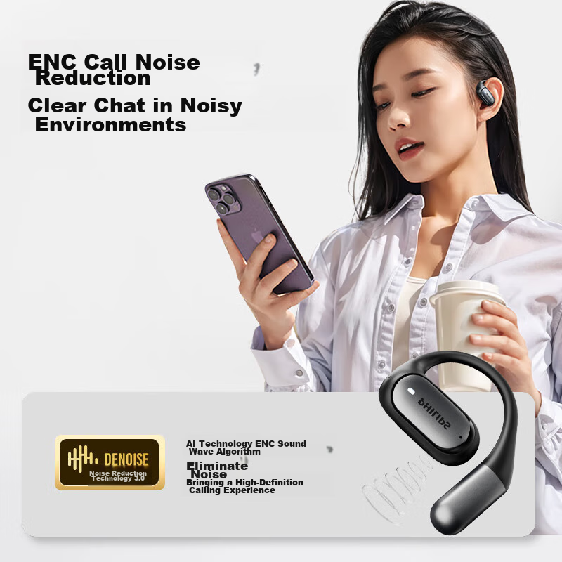 Philips Bone Conduction Bluetooth Headphones, Conceptual Open-Ear, True Wireless...