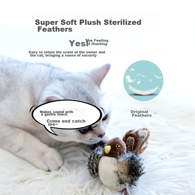 GiGwi Bird Sound Cat Toy, Self-Entertaining Boredom Relief Device, Teething And...