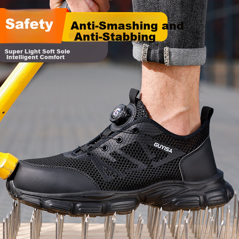 GUYISA Men's Summer Breathable Anti-Odor Steel Toe Cap Puncture-Resistant Safety...