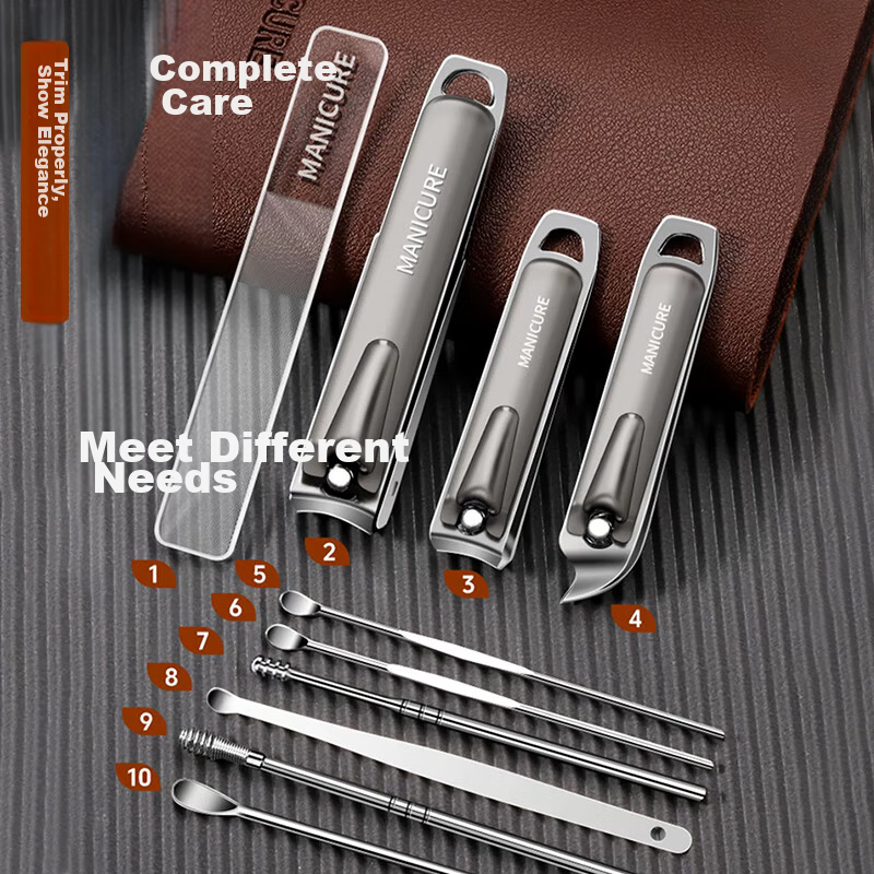 Haifenuo Nail Clipper Set, Manicure Tools, Ear Pick, Anti-Splash Diagonal Nail C...