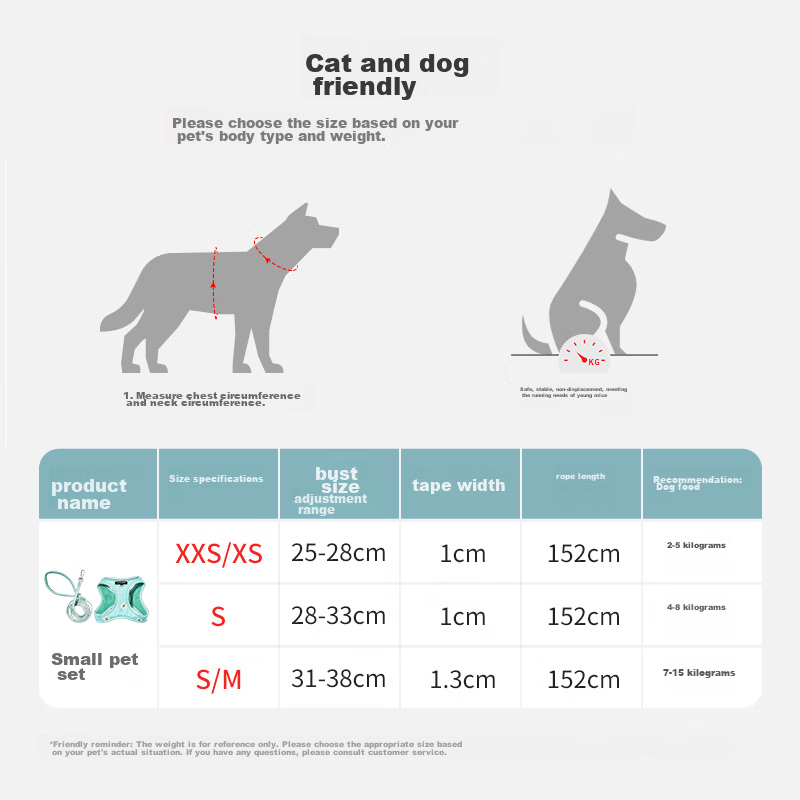 DOGNESS Dog Leash, Dog Harness Set, for Small And Medium Dogs, Suitable for Tedd...