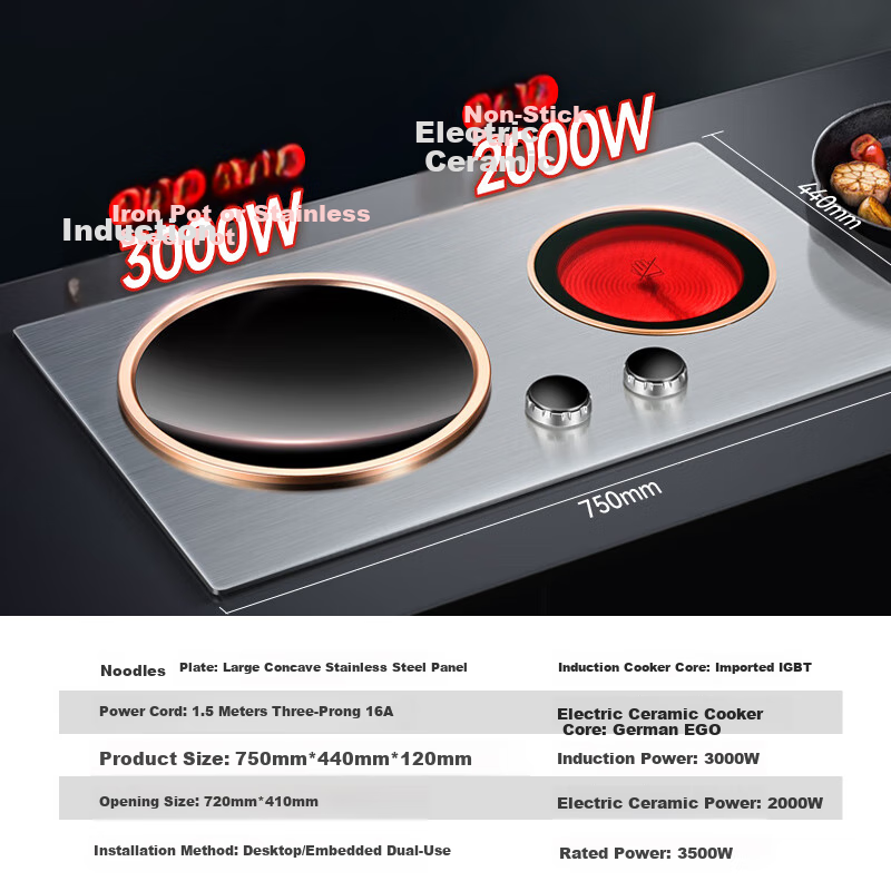 Fudeli Household Double Burner Induction Cooker Electric Ceramic Stove Embedded...