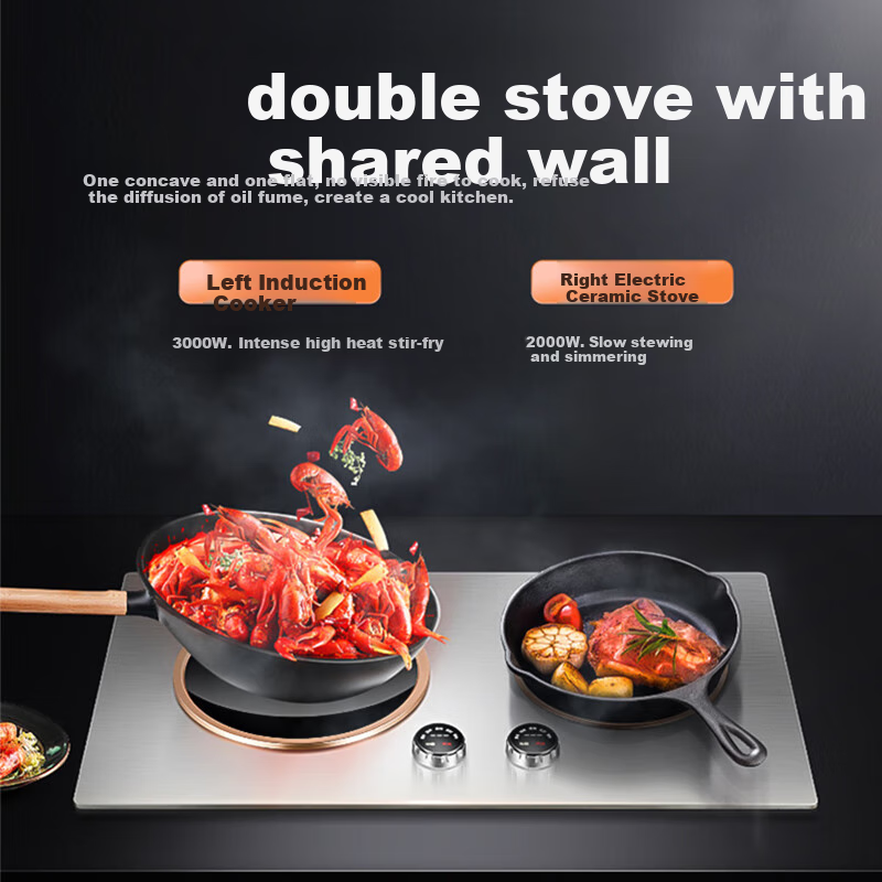 Fudeli Household Double Burner Induction Cooker Electric Ceramic Stove Embedded...