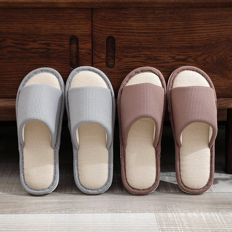 GUOLUOFEI Japanese Style Linen Slippers Men and Women Indoor Couple Wooden Floor...