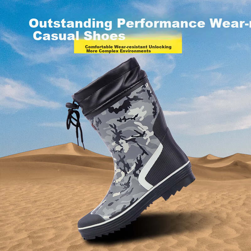 Jolly Walk Mid-Calf Camouflage Rain Boots, Rubber Waterproof Shoes, Outdoor Rain...