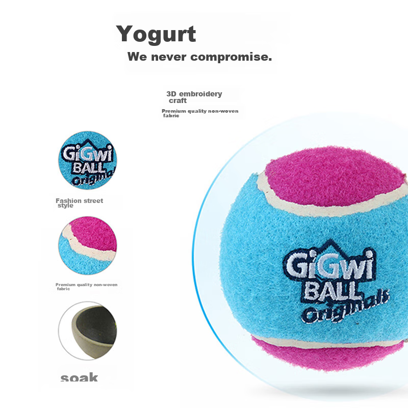 GiGwi Dog Toys High Bounce Squeaky Tennis Balls for Puppies and Small Dogs, Dura...