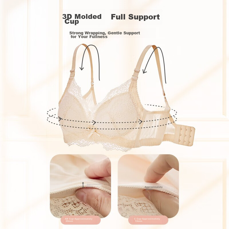 Dushiliren Women's Lingerie Set, Wireless, Side Support, Push-Up, Breathable, Se...