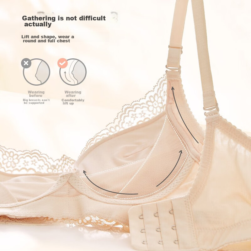 Dushiliren Women's Lingerie Set, Wireless, Side Support, Push-Up, Breathable, Se...