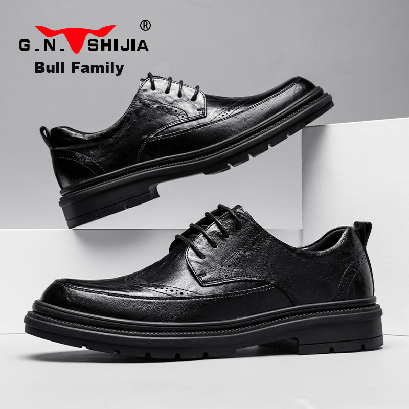 Gongniushijia Leather Shoes for Men, Genuine Leather Brogue Carved Men's Shoes,...