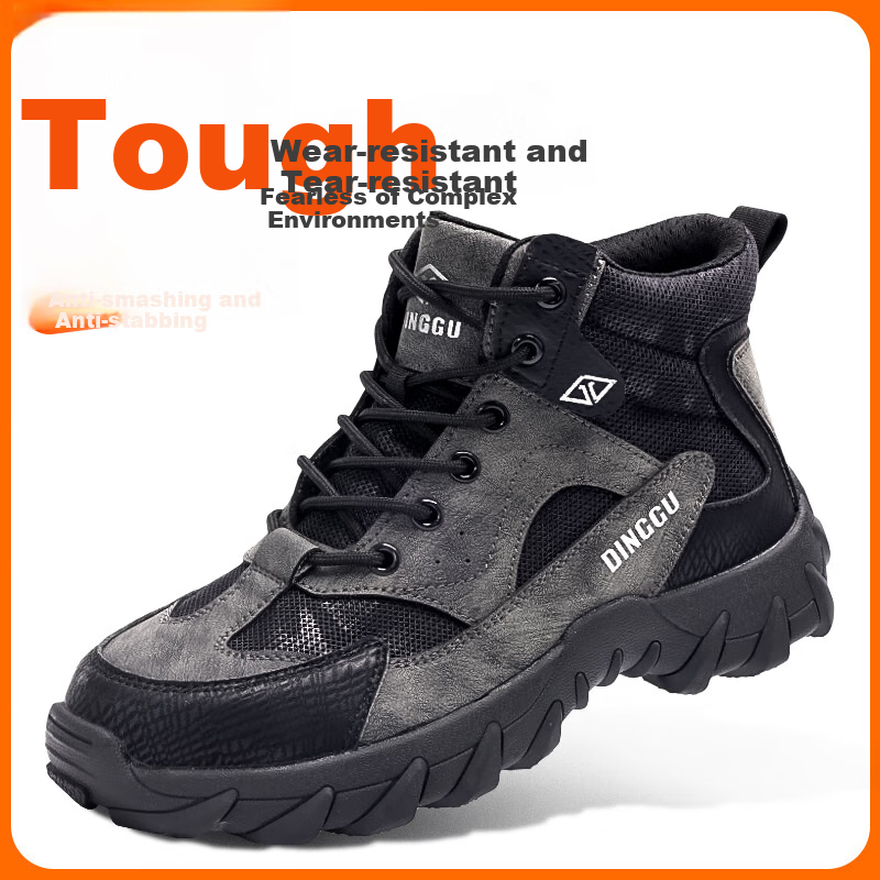 Dinggu Men's Steel Toe Work Boots High-top Safety Shoes with Anti-smashing and A...