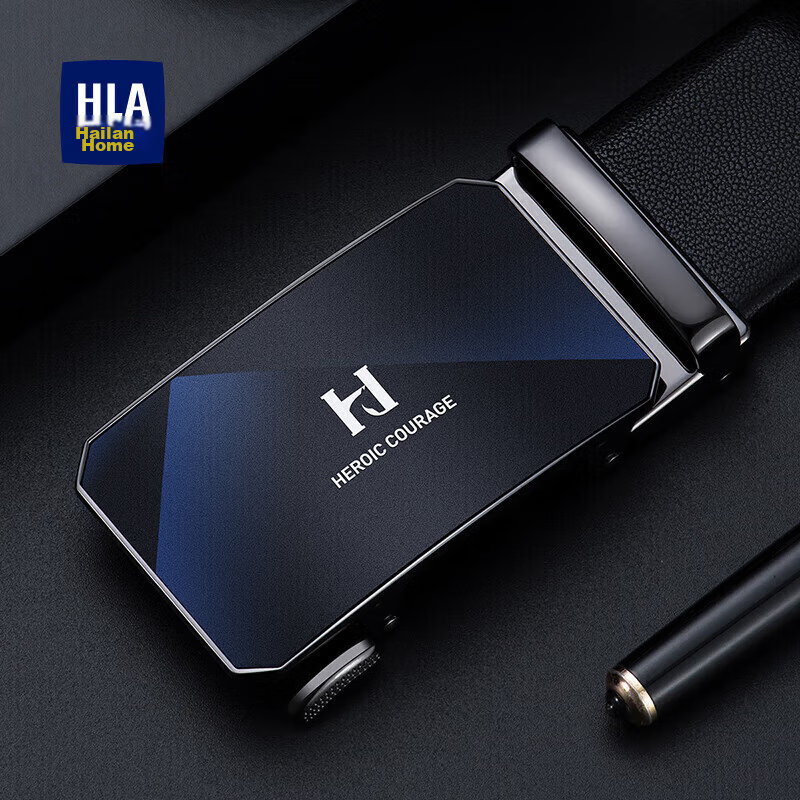 HLA Men's Leather Belt, Genuine Cowhide, Business Automatic Buckle, Practical Bi...
