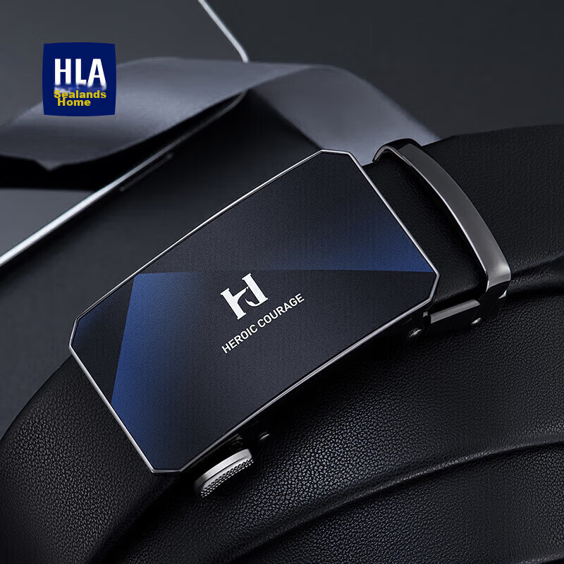 HLA Men's Leather Belt, Genuine Cowhide, Business Automatic Buckle, Practical Bi...