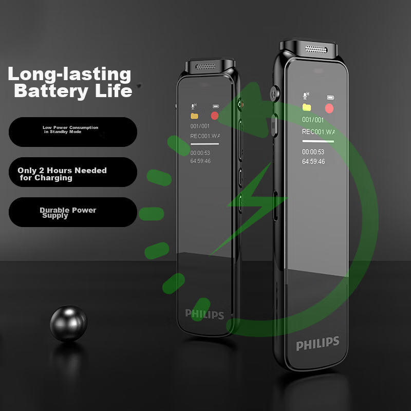 PHILIPS Professional Voice Recorder VTR5010, 64GB, High-Definition Noise Reducti...