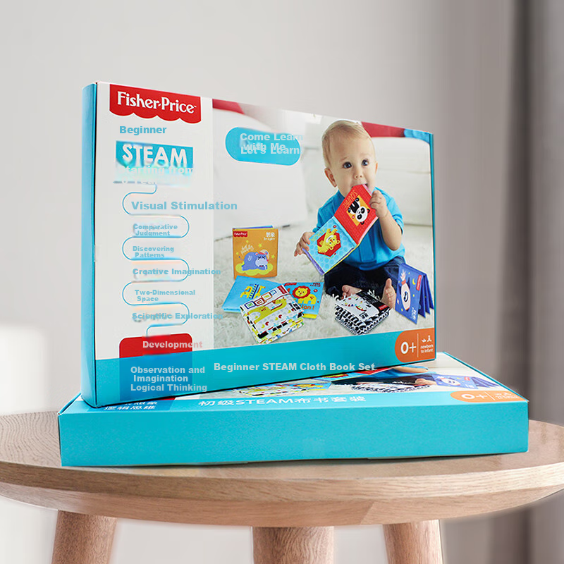 Fisher-Price Infant and Toddler Cloth Book Early Education Cloth Book Set Primar...