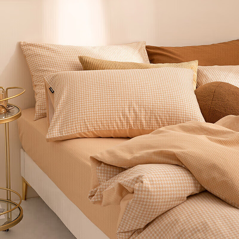 Duoxiai All-Cotton Brushed Four-Piece Bedding Set, Autumn And Winter Thickened W...