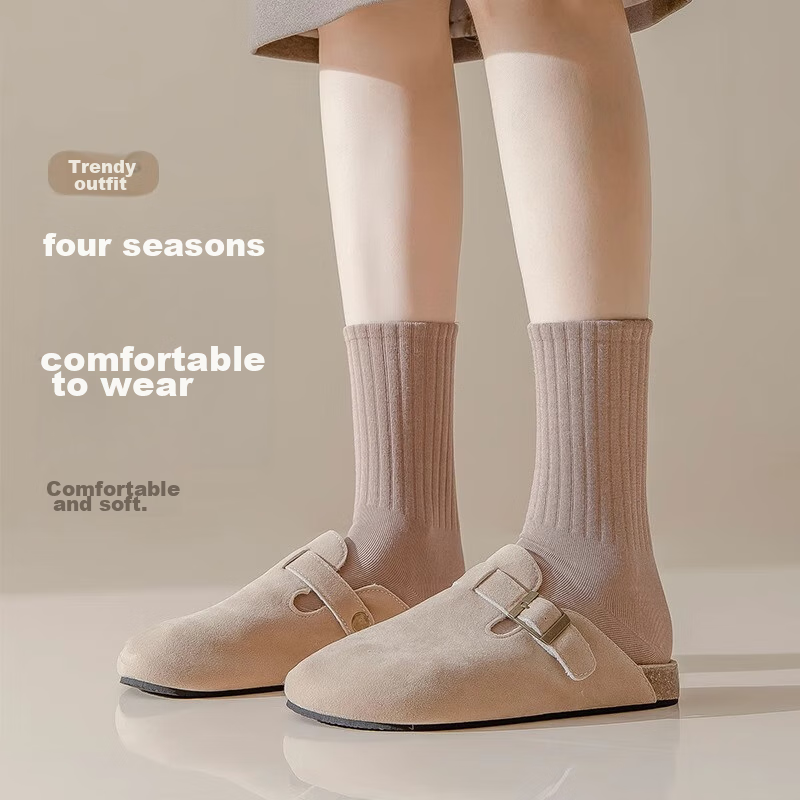 GUJIN 5 Pairs of Women's Mid-Calf Socks, Loose-Fitting Long Socks, Postpartum So...