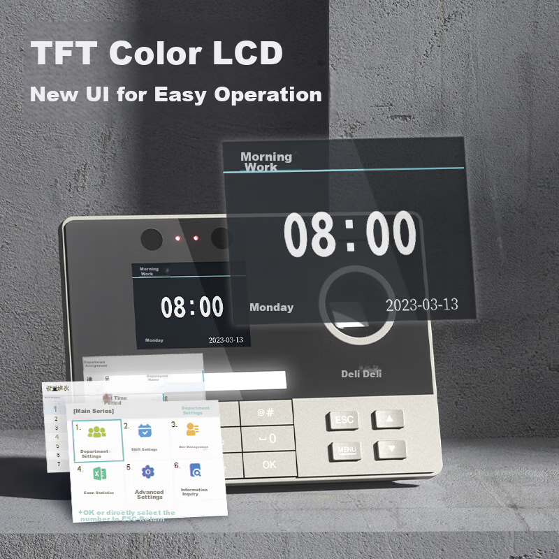 Deli Attendance Machine, Visible Light Facial Recognition, Fingerprint And Facia...