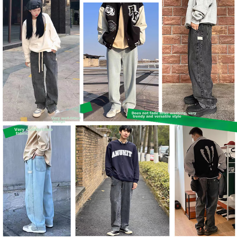 Dingfengbaoluo American-Style Stone-Washed Straight-Leg Jeans, Autumn And Winter...