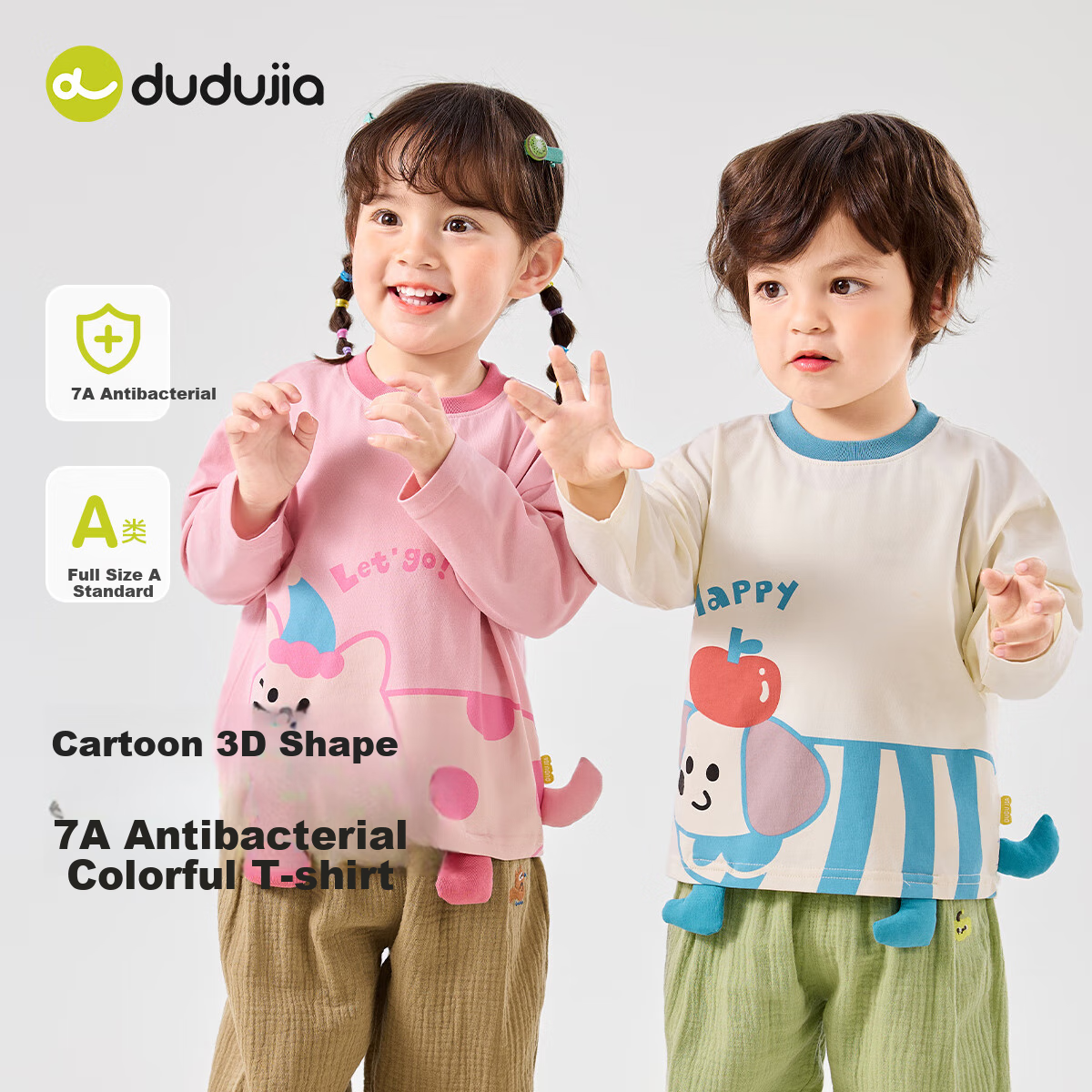 Dudu Home Kids Cartoon T-shirt Spring Boys Long Sleeve Thin Children's Top Trend...