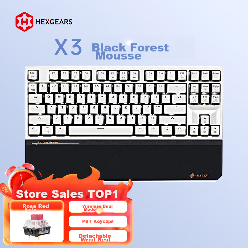 Hyeku X3 Wired/wireless 2.4G Dual-Mode Mechanical Keyboard, 87 Keys, PBT Keycaps...