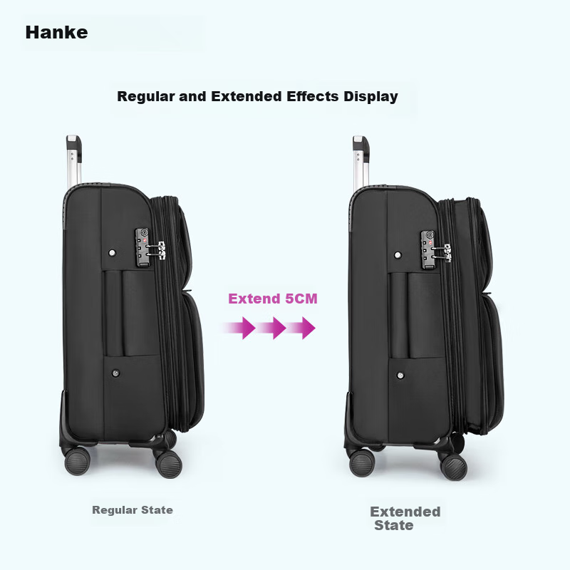 HANKE 24-Inch Black Expandable Suitcase with Large Capacity 66L for Men and Wome...