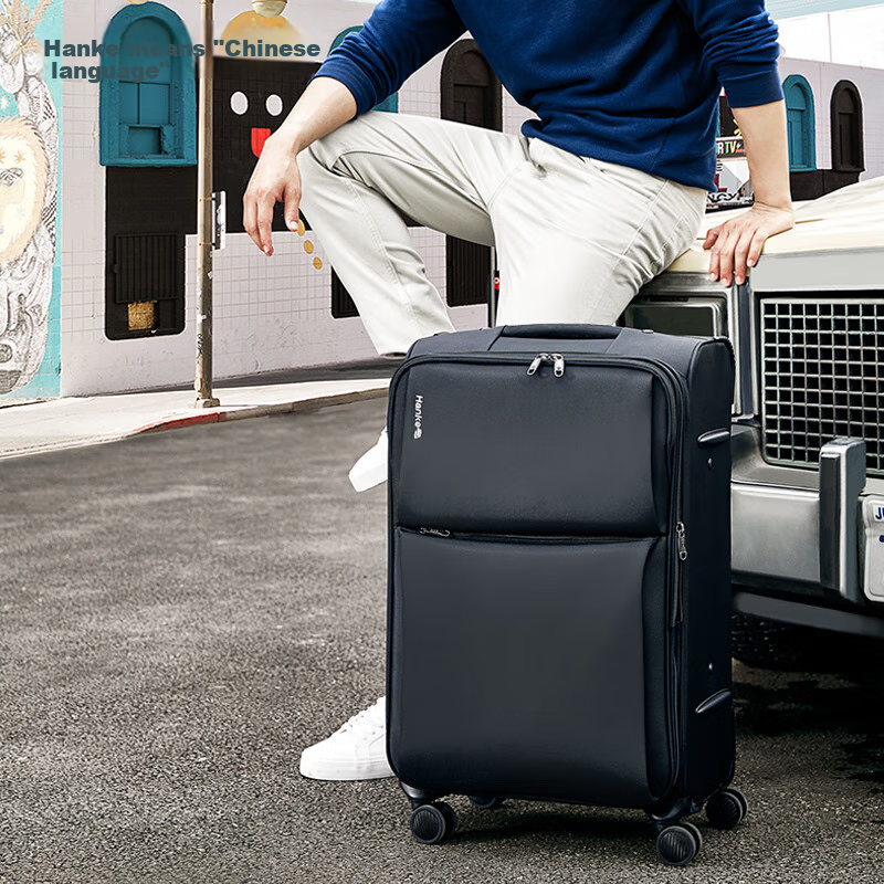 HANKE 24-Inch Black Expandable Suitcase with Large Capacity 66L for Men and Wome...