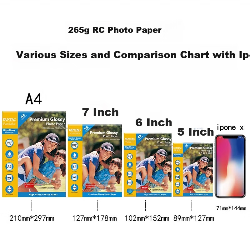 FANTAC RC Waterproof High Gloss Photo Paper 6 Inch 265g Color Inkjet Printing Ph...