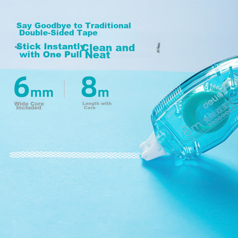 Deli 6mm×8M Double-Sided Tape, Creative Dot Glue, Convenient Quick-Apply Erasabl...