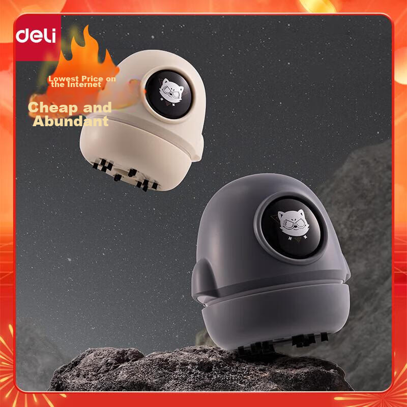 Deli [Children's Day Gift] Strong Suction Astronaut-Themed Desktop Vacuum Cleane...