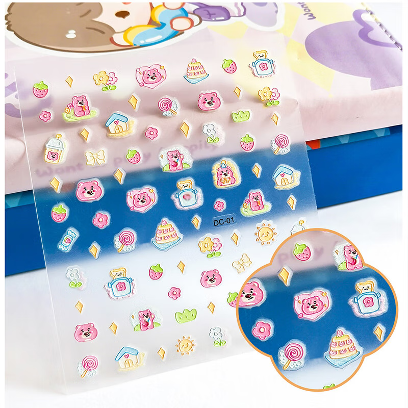 Diyu, Glow-In Nail Stickers for Children And Girls, Embossed Nail Art Stickers,...