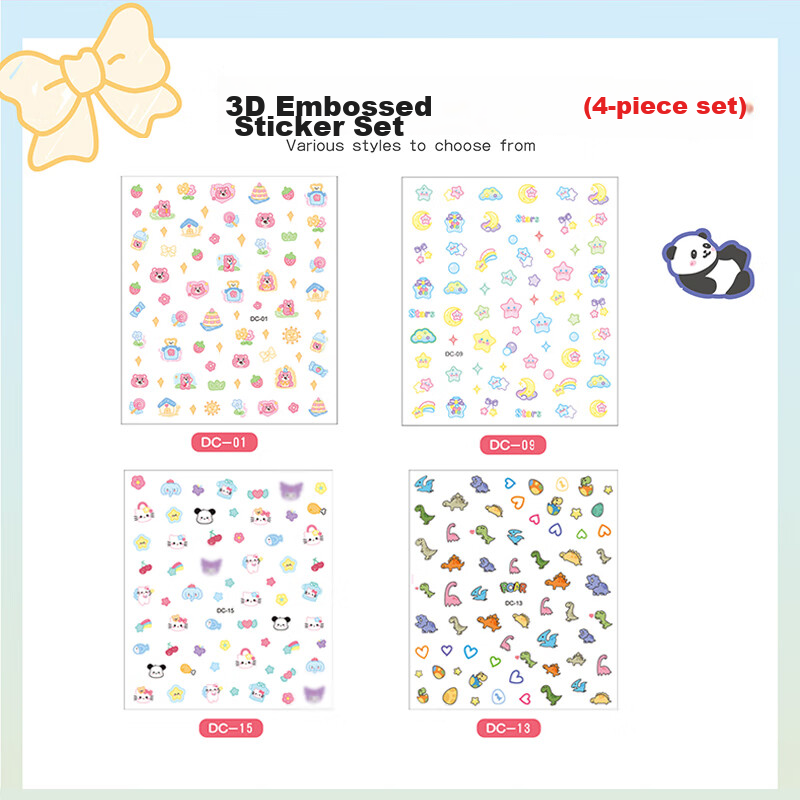 Diyu, Glow-In Nail Stickers for Children And Girls, Embossed Nail Art Stickers,...