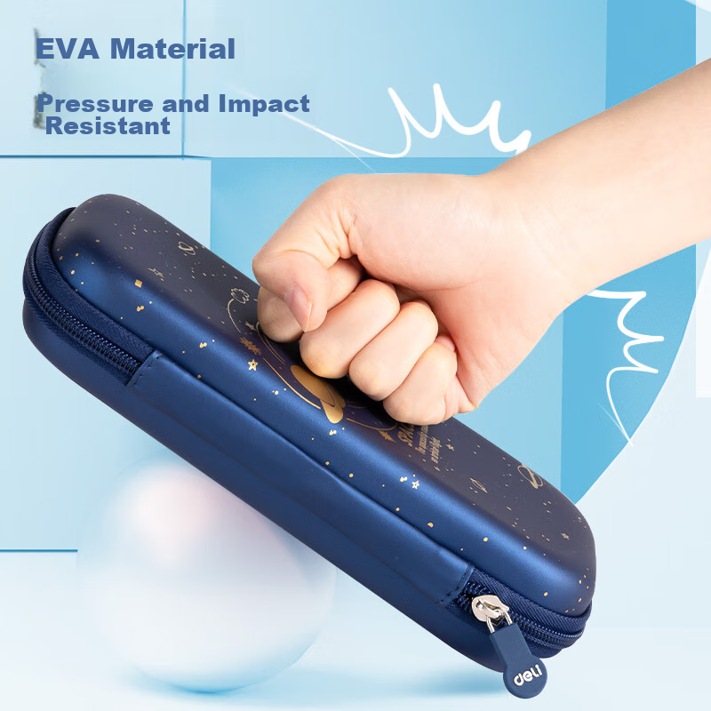 Deli Elementary School Pencil Case, EVA Large Capacity Stationery Box, Starry Sk...