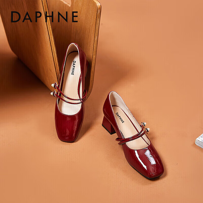 DAPHNE Mary Jane Shoes Women's Professional Work Small Leather Shoes Women's Chu...