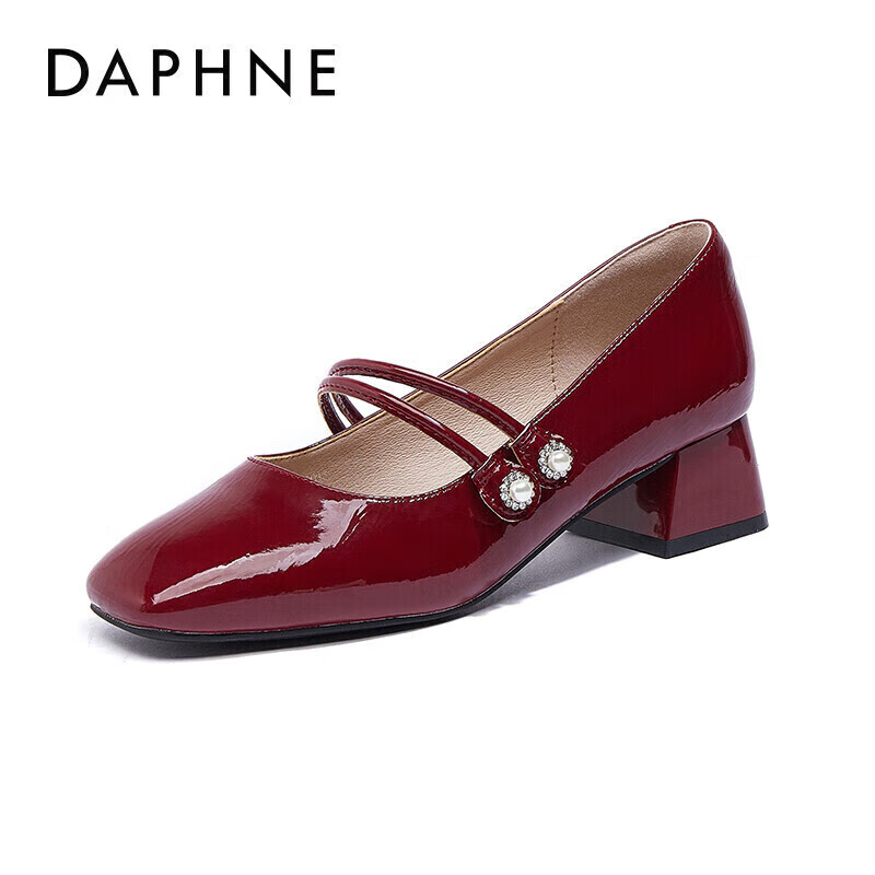 DAPHNE Mary Jane Shoes Women's Professional Work Small Leather Shoes Women's Chu...