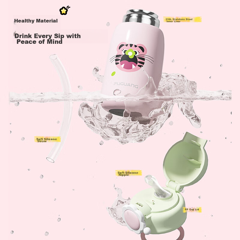 Fuguang Children's Insulated Cup, 316L Stainless Steel Water Bottle, for Boys An...