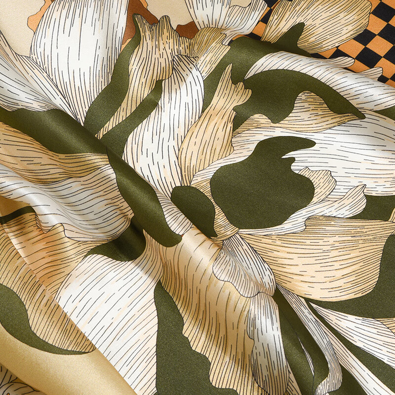 Hangsilu Mulberry Silk Scarf, Women's Brooch Set, Outer Wear, Gift for Elders, W...