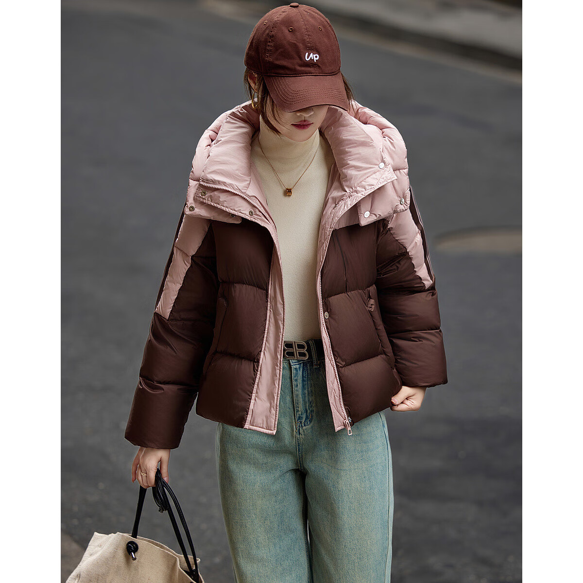 Demana Winter 400T Spring Yarn-Dyed 90% Duck Down, Striped Tapestry Patchwork Sh...