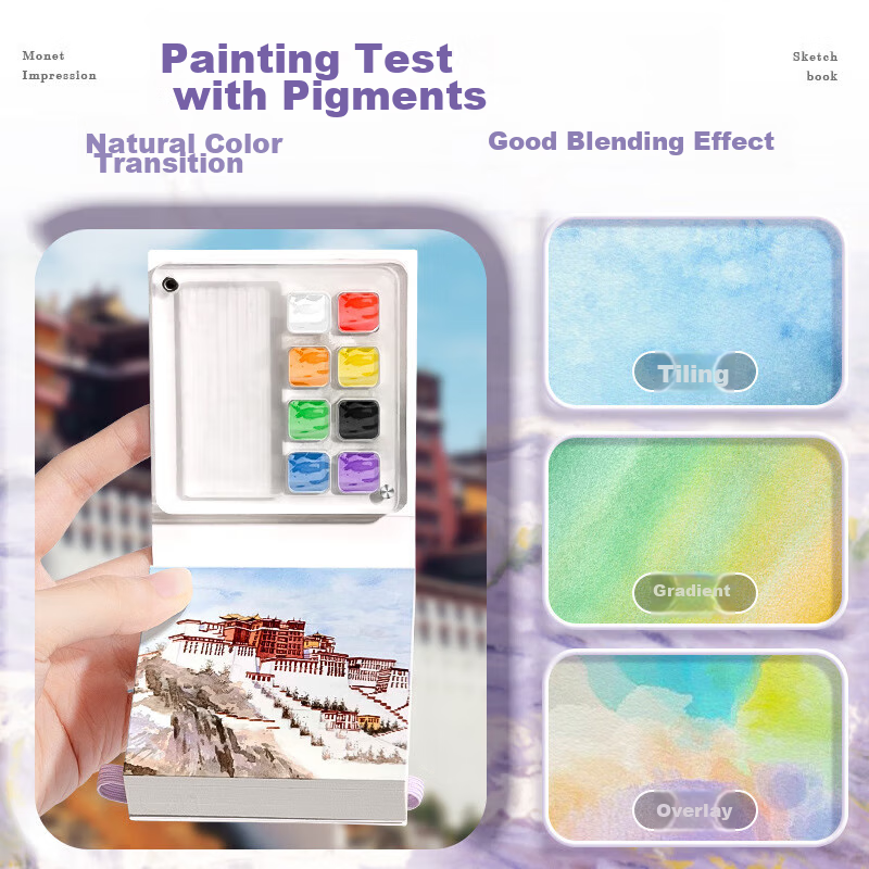 DiLe Mini Watercolor 12 Grid 12 Color Paint Box Acrylic Box Solid Watercolor Pai...