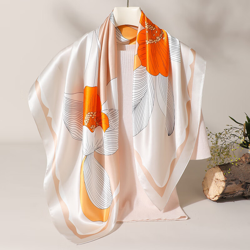 Hangsilu Mulberry Silk Scarf, Women's Brooch Set, Outer Wear, Gift for Elders, W...