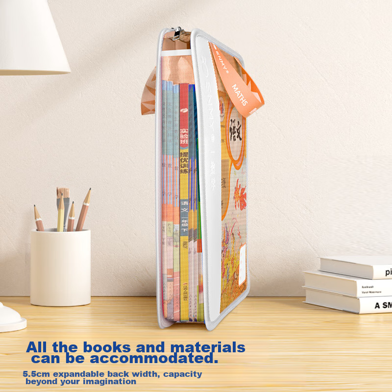 Enmi L-Shaped Subject Bag, Classification Bag, Transparent File Bag, Zipper Mesh...