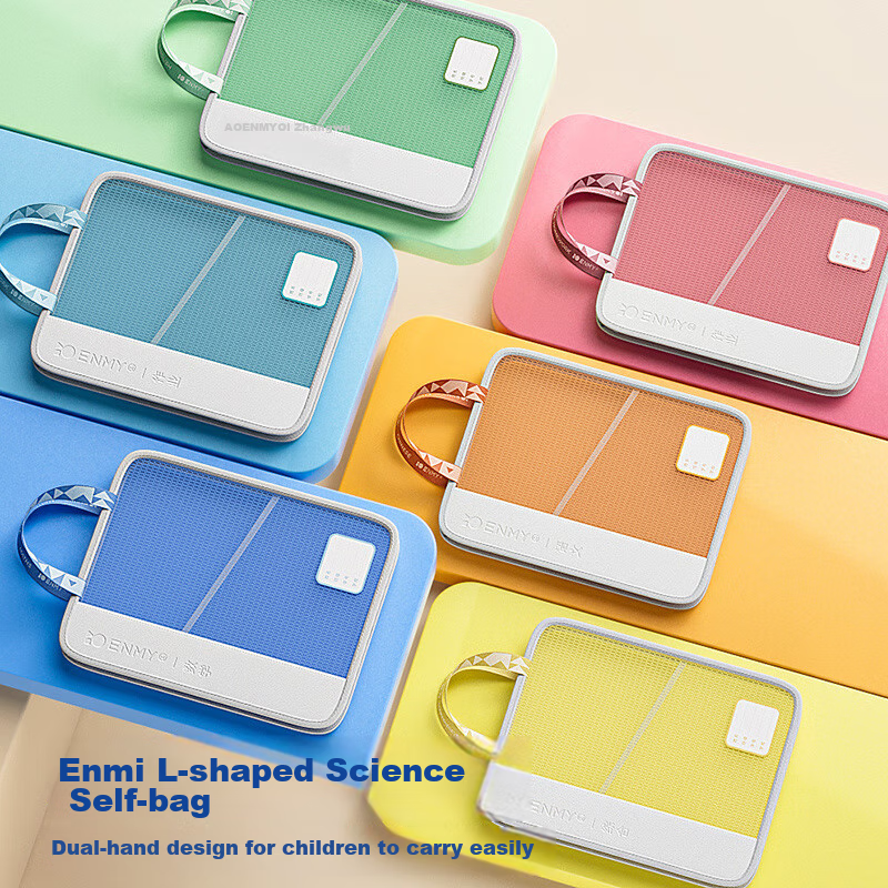 Enmi L-Shaped Subject Bag, Classification Bag, Transparent File Bag, Zipper Mesh...
