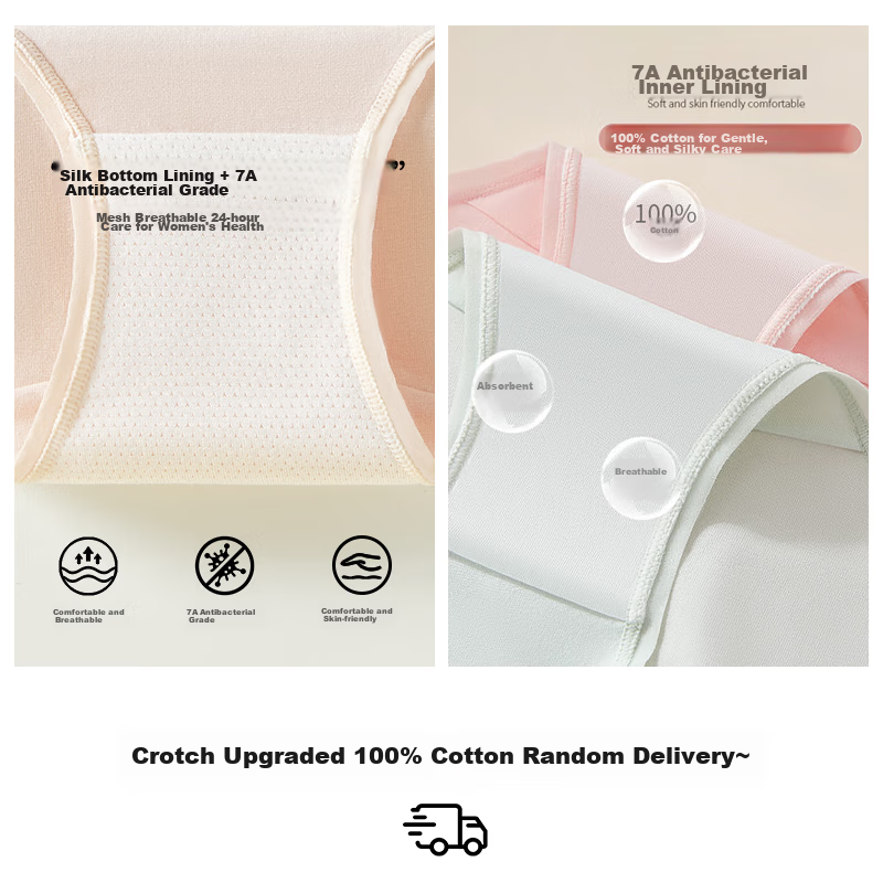 Dushiliren Women's Underwear, Pure Cotton Mid-Rise, Silk Gusset, 7A Grade Antiba...