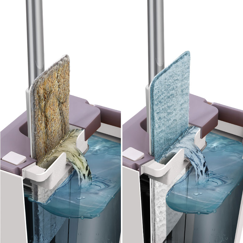 David Hands-Free Flat Mop, Wooden Floor Scraper Bucket, Mop for Wet And Dry Use,...