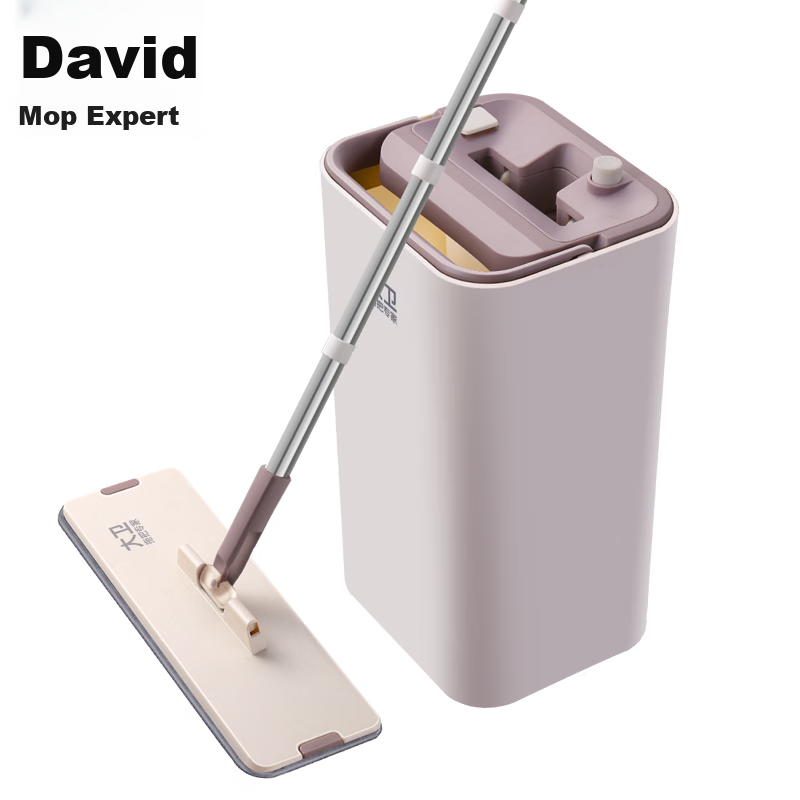 David Hands-Free Flat Mop, Wooden Floor Scraper Bucket, Mop for Wet And Dry Use,...