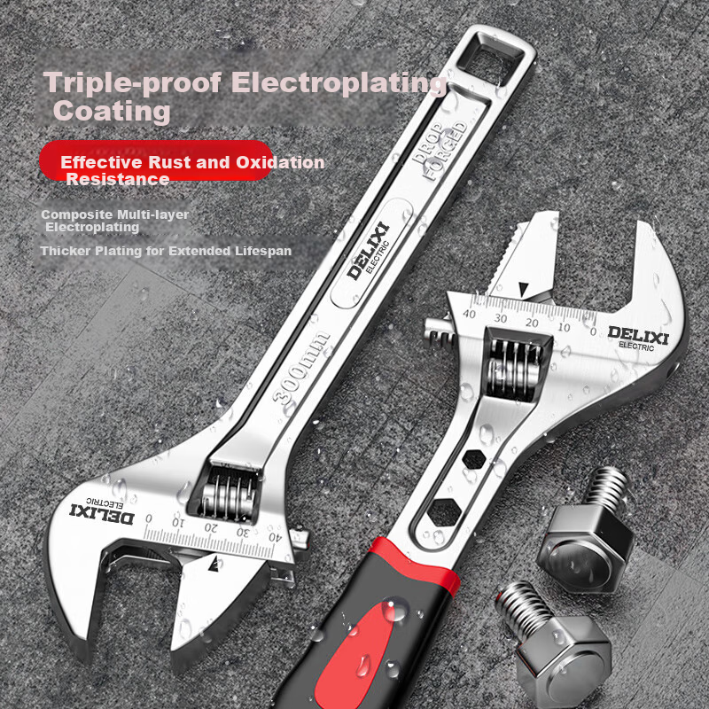 DELIXI ELECTRIC Multi-function Large Opening Wrench Tool Adjustable Wrench Pipe...