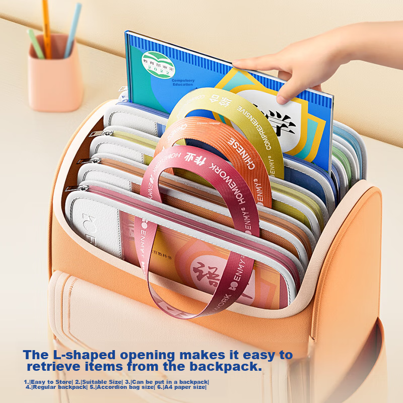 Enmi L-Shaped Subject Bag, Classification Bag, Transparent File Bag, Zipper Mesh...