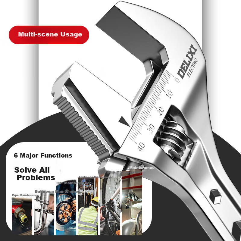 DELIXI ELECTRIC Multi-function Large Opening Wrench Tool 8-inch