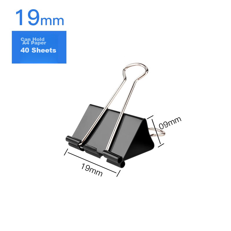 Deyin 19mm Small Black Binder Clips 3883, Metal Clips, Long Tail Clips, Paper Cl...