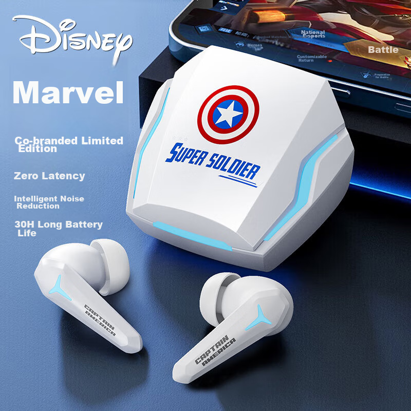 Disney Marvel Co-Branded True Wireless Gaming Bluetooth Earphones, In-Ear Call N...