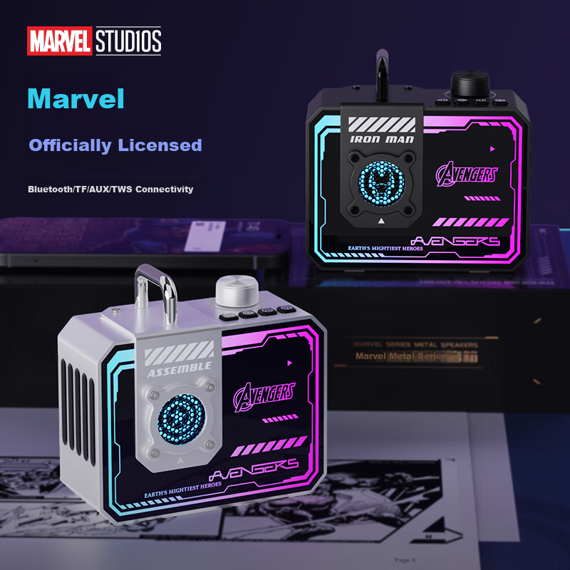 DISNEY Marvel Iron Man Bluetooth Speaker Portable Speaker Cyberpunk Mech Metal W...